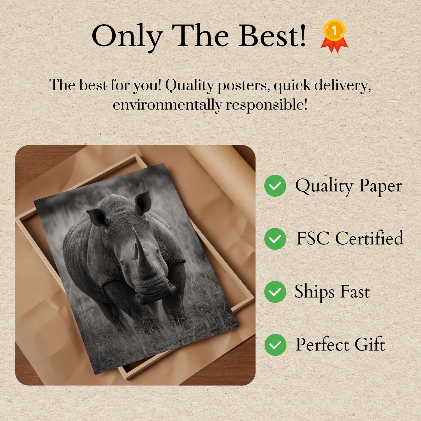 Majestic Rhino Wild Nature Poster