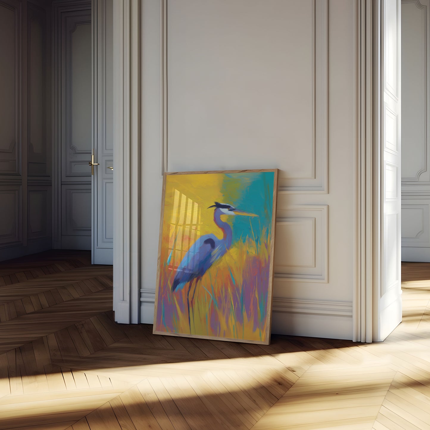 Blauwe Reiger Zonsondergang Poster
