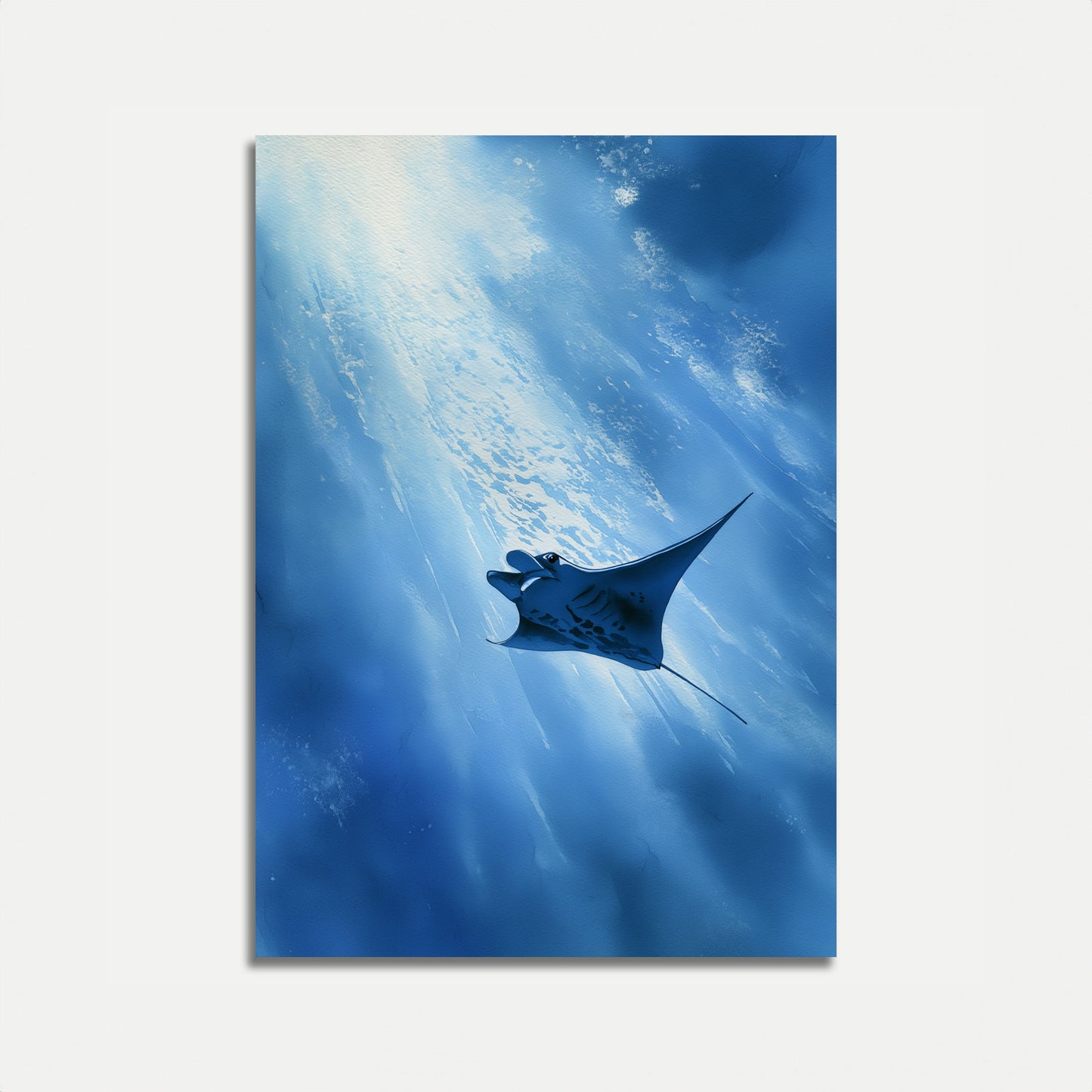 Manta Ray Glijdend Onder Water Poster
