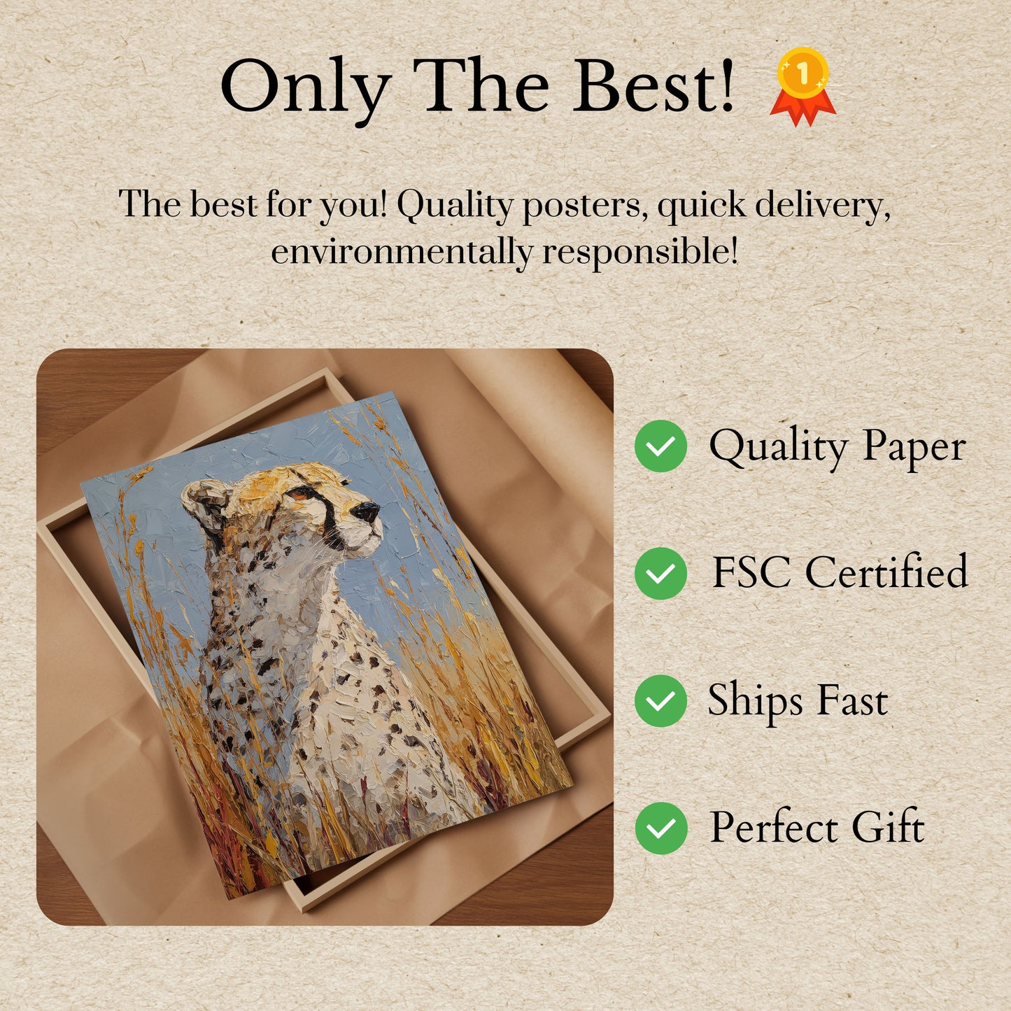 Majestic Cheetah in Grasslands Poster