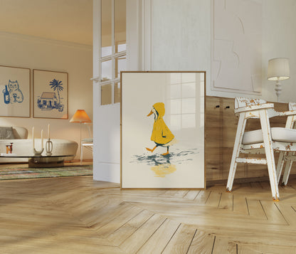 Eend in Gele Regenjas Poster