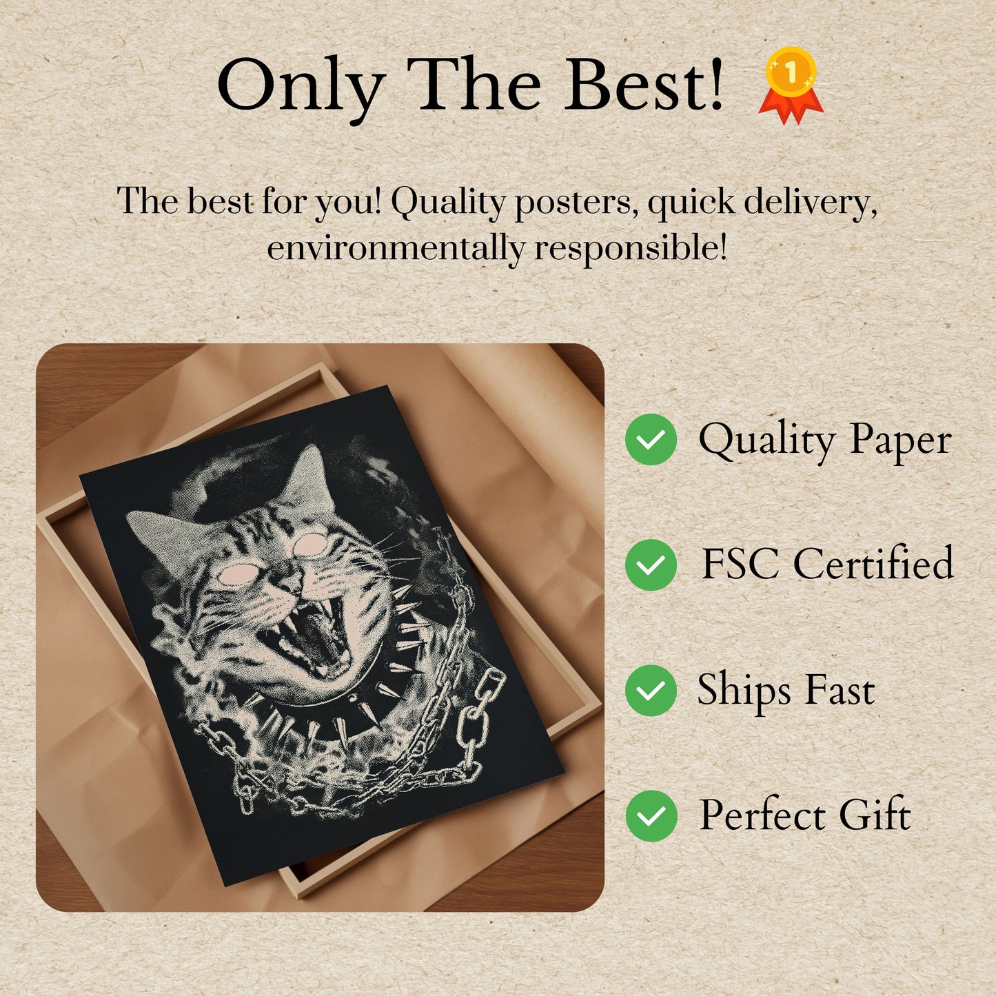 Fierce Chained Cat Poster