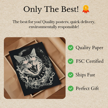 Fierce Chained Cat Poster