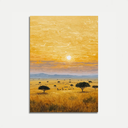 Affiche Éléphant Coucher de Soleil Savane Africaine