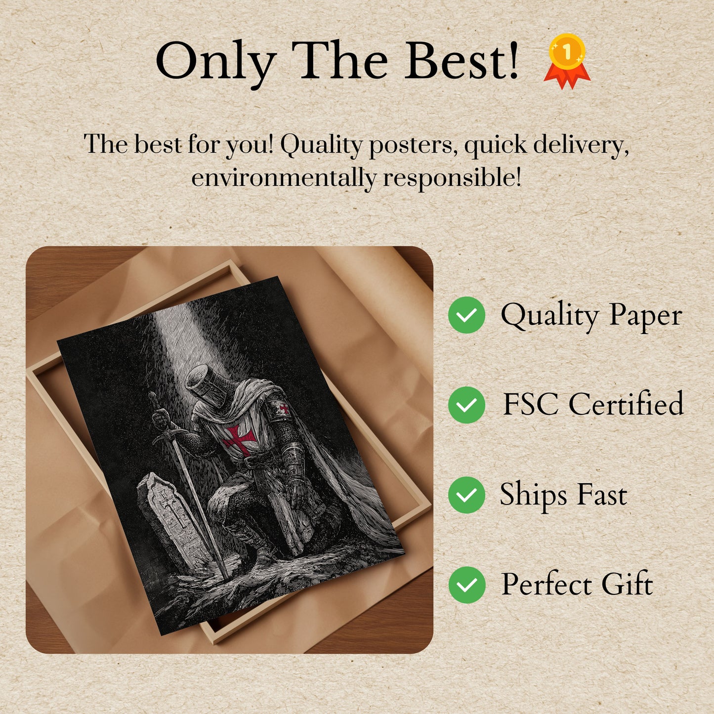 Średniowieczny Rycerz w Świetle Gwiazd Plakat