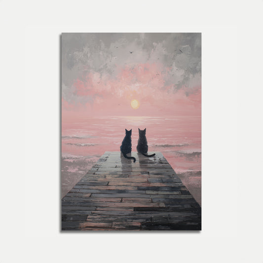 Poster di Gatti che Guardano il Tramonto