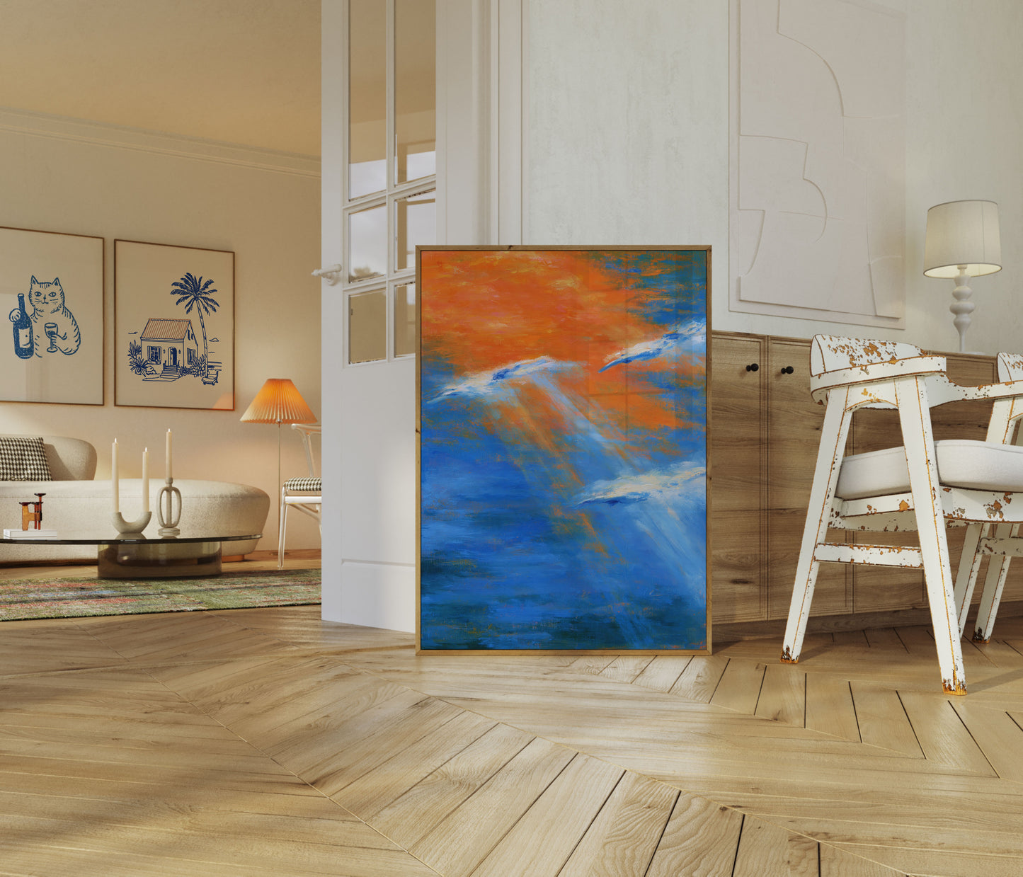 Affiche Abstrait Océan et Ciel