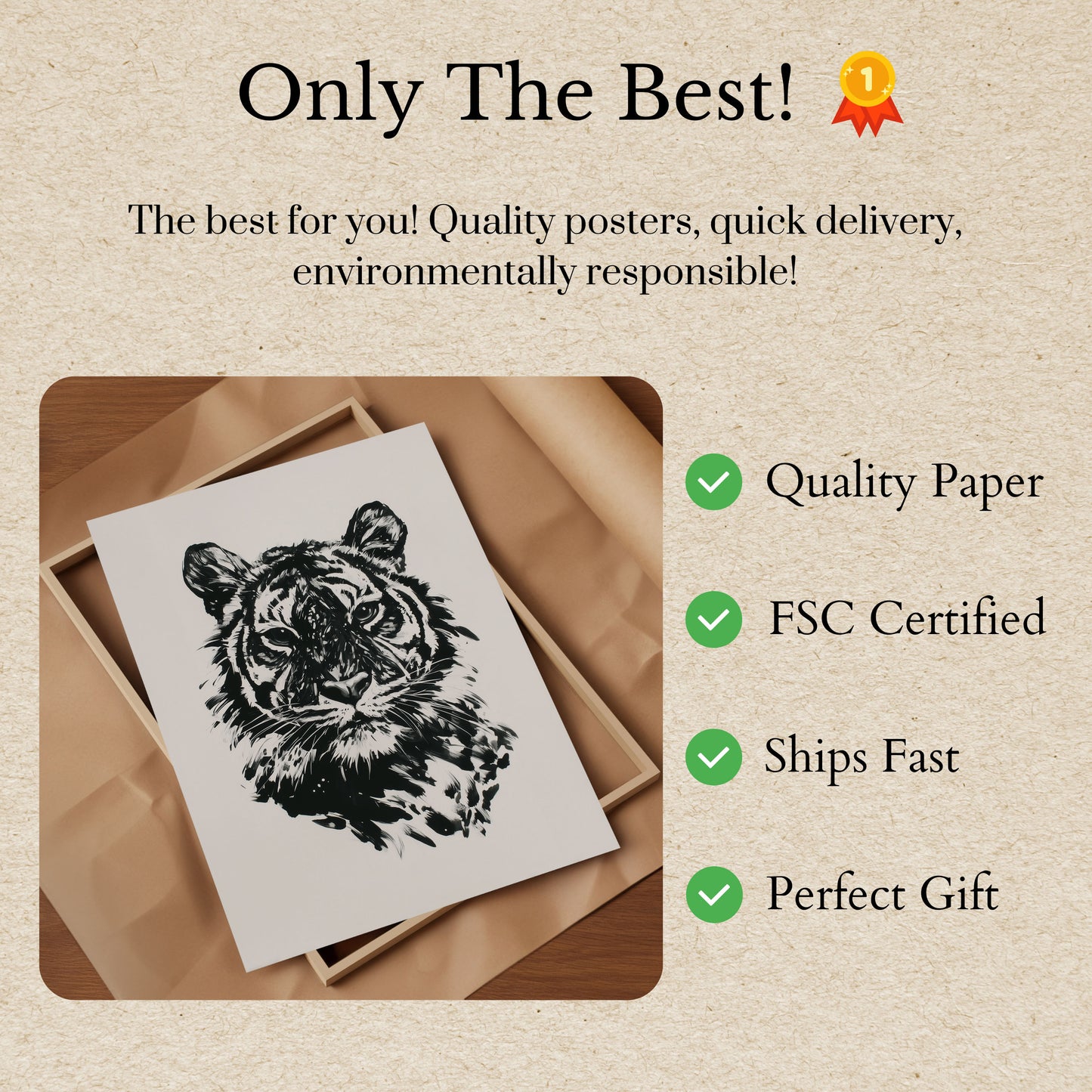 Black and White Tiger Poster