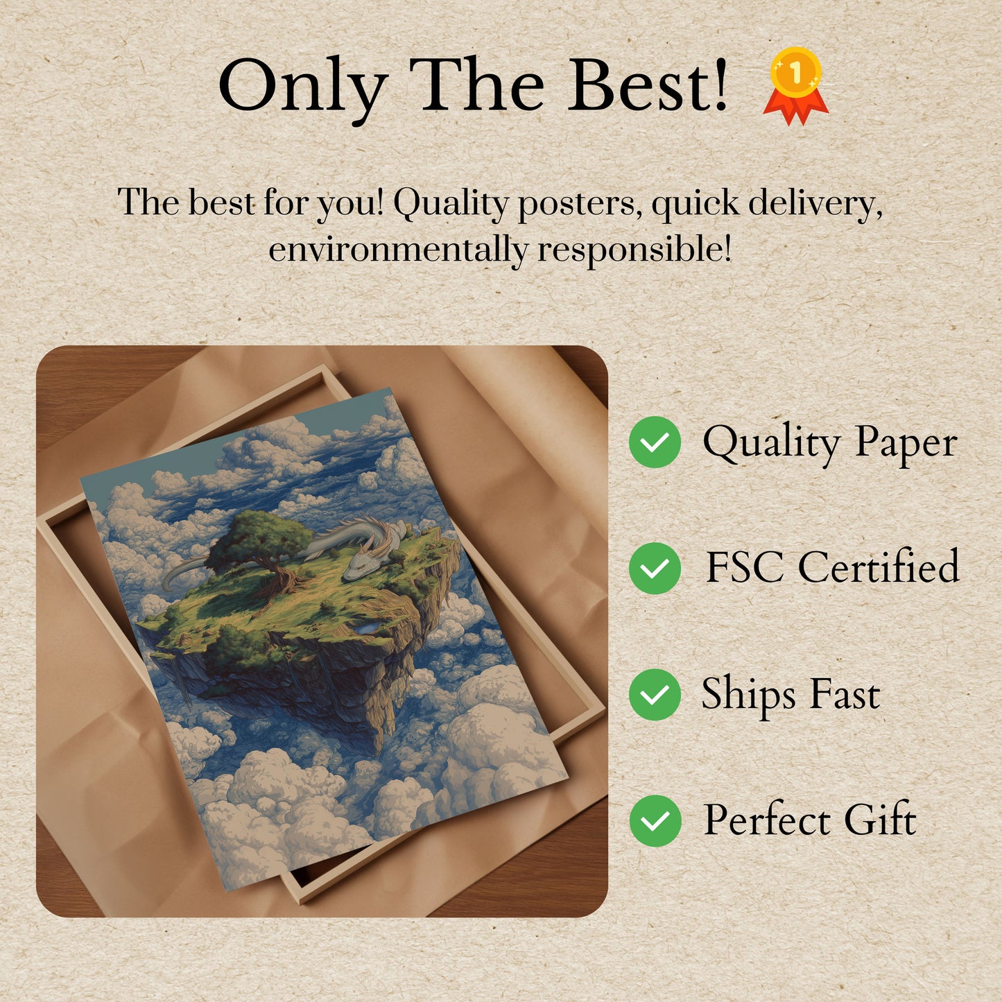 Floating Island Dragon Realm Poster