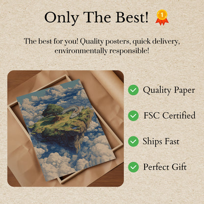 Floating Island Dragon Realm Poster
