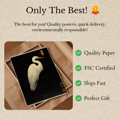 Elegant White Egret Japanese Poster