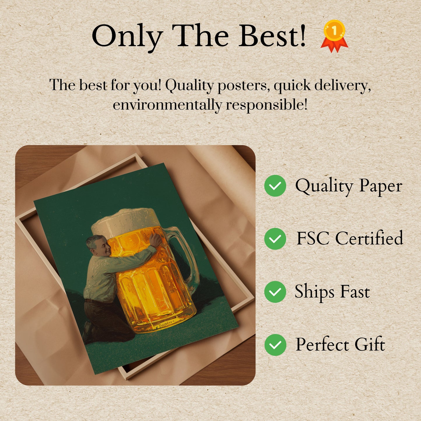 Giant Beer Mug Embrace Poster