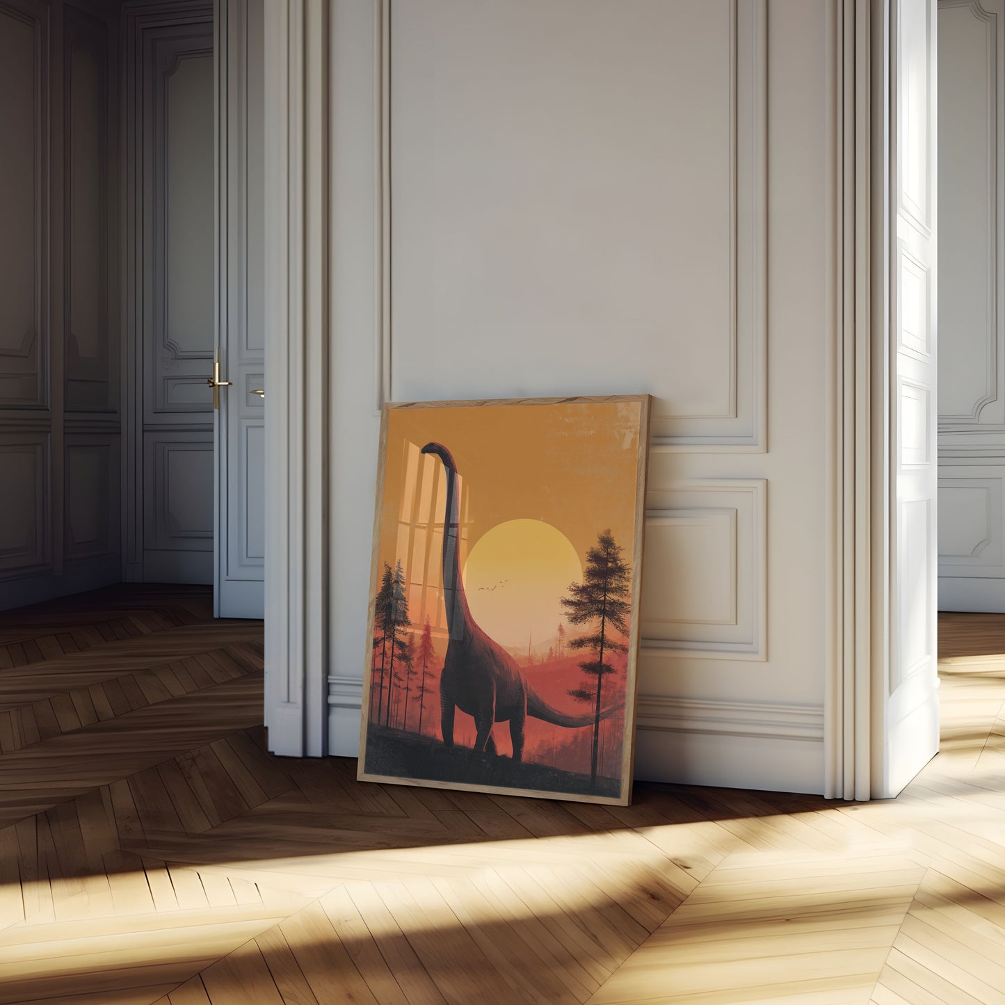 Sunset Brachiosaurus Forest Poster