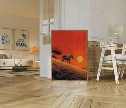 African Sunset Zebra Poster