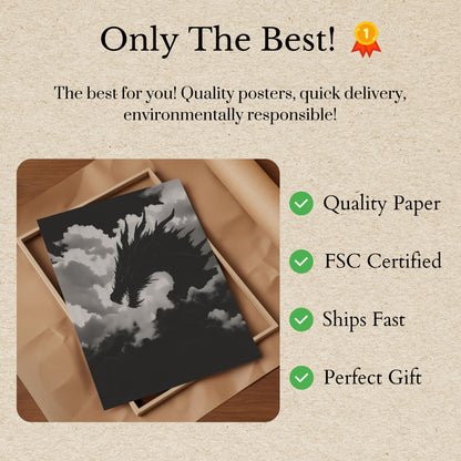 Stormy Dragon Silhouette Poster