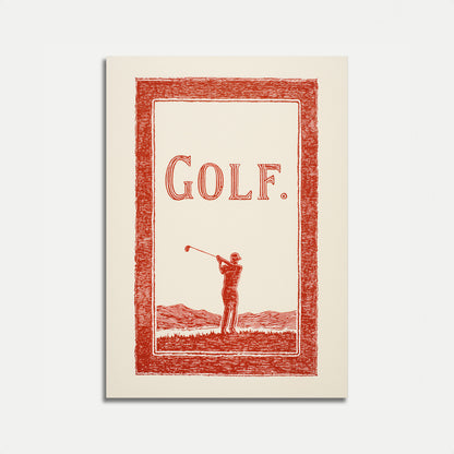 Affiche vintage de swing de golfeur