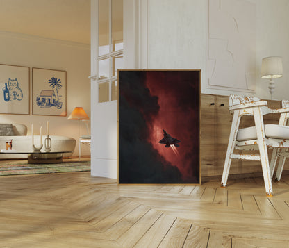 Stealth Fighter Stormy Skies Poster