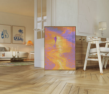 Surfer at Golden Sunset Poster