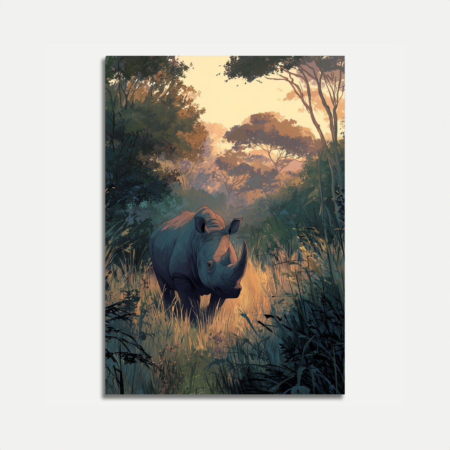 Póster de Serene Rhino Wilderness
