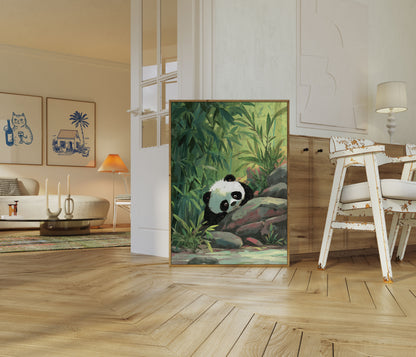 Curious Panda in Bamboo Forest Poster