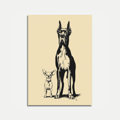 Doberman and Chihuahua Size Comparison Poster