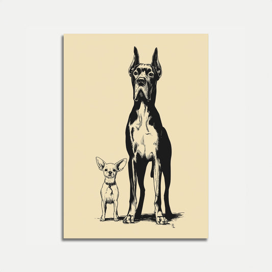 Doberman og Chihuahua Størrelsessammenligning Plakat