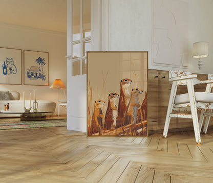 Meerkat Family in the Savanna Poster