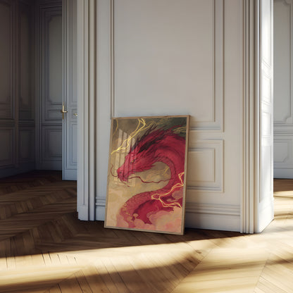 Crimson Lightning Dragon Poster