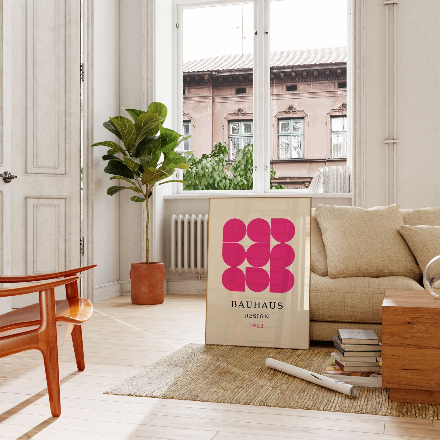 Geometric Pink Bauhaus Design Poster