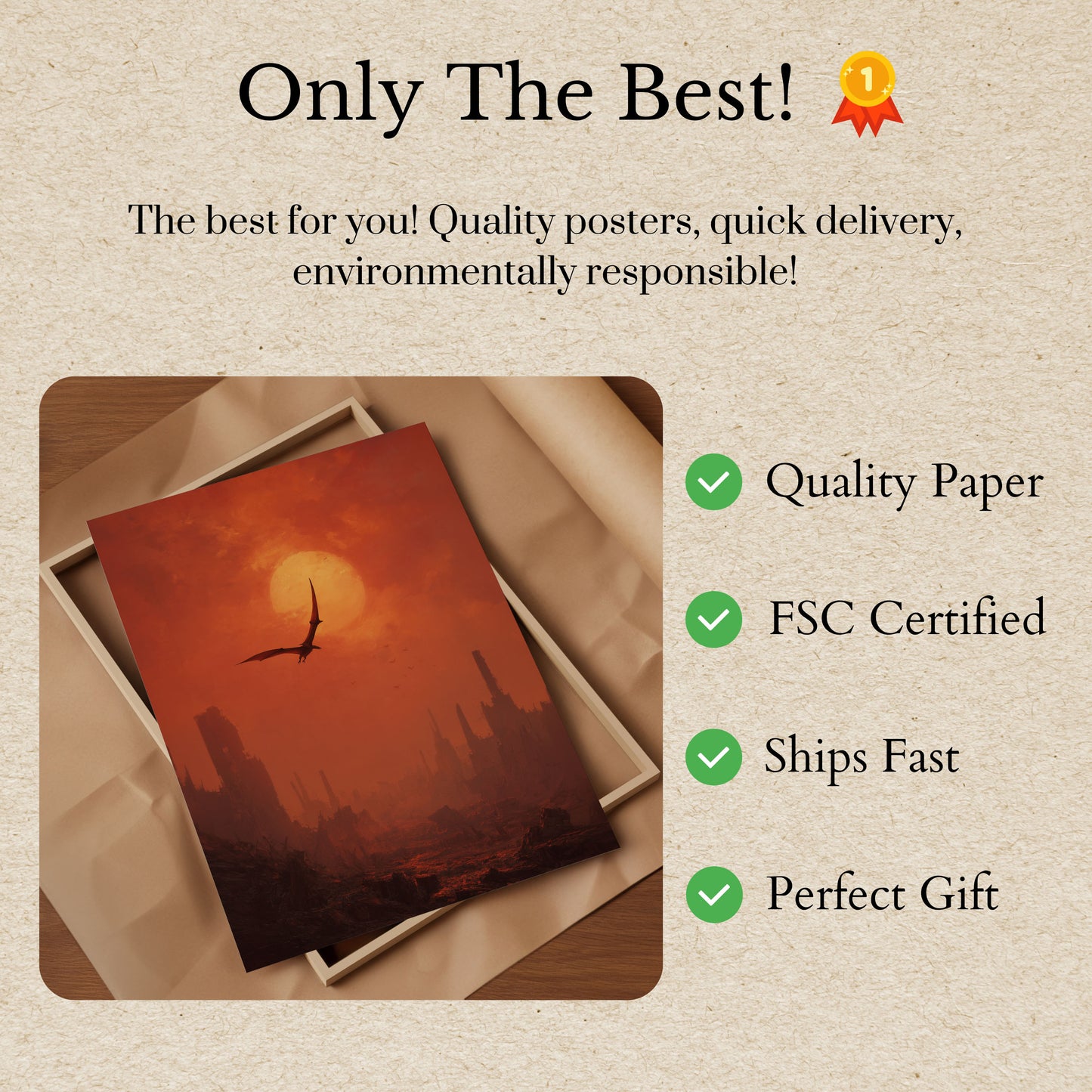 Prehistoric Sunset Apocalypse Poster