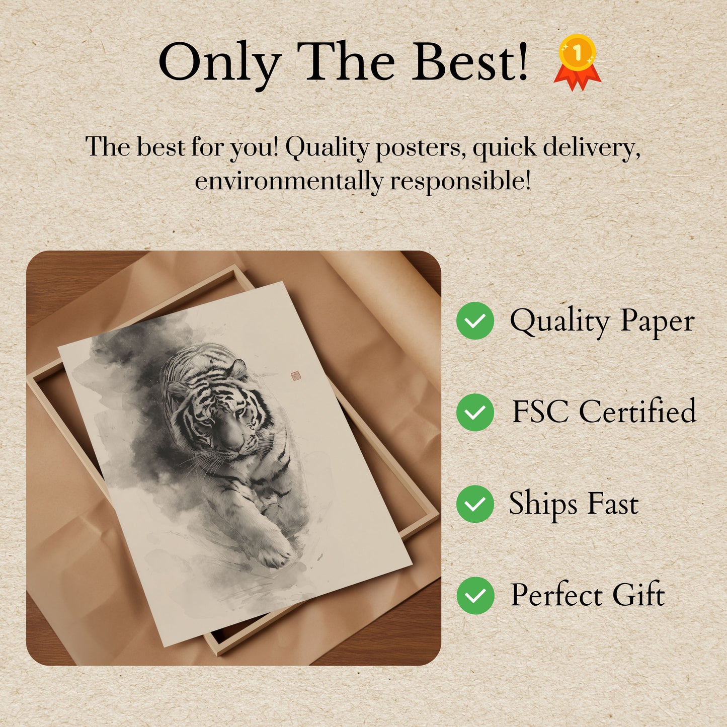 Mystic Tiger Watercolor Poster