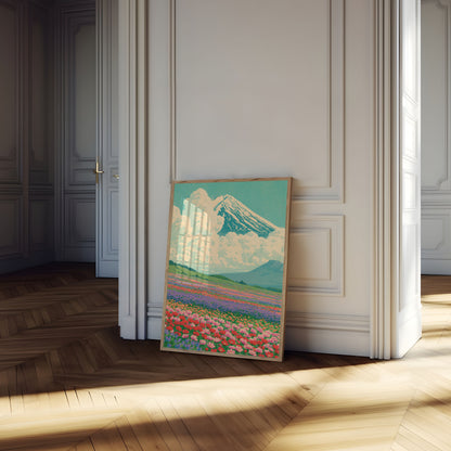 Mount Fuji Flower Field Poster