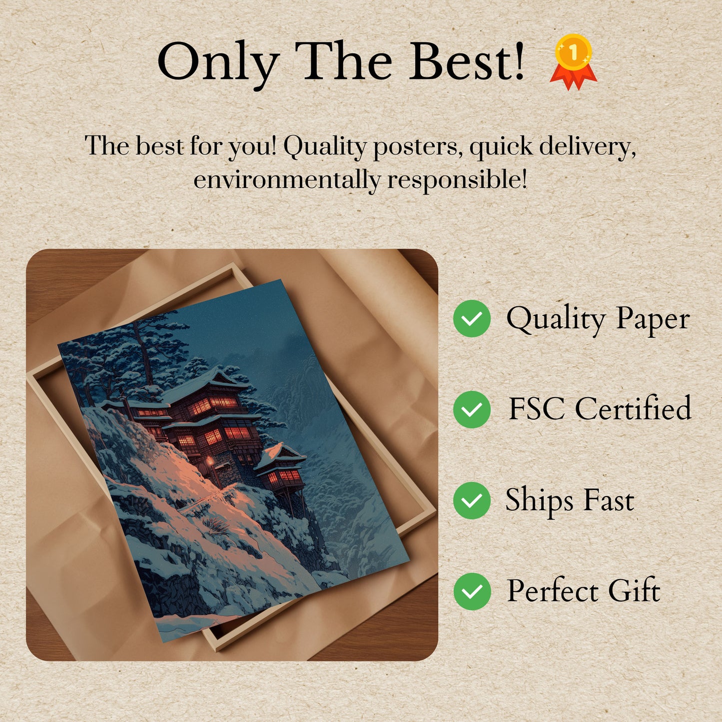 Pôster de Noite de Inverno em Cabana de Montanha