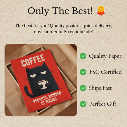 Coffee Cat Humor Poster