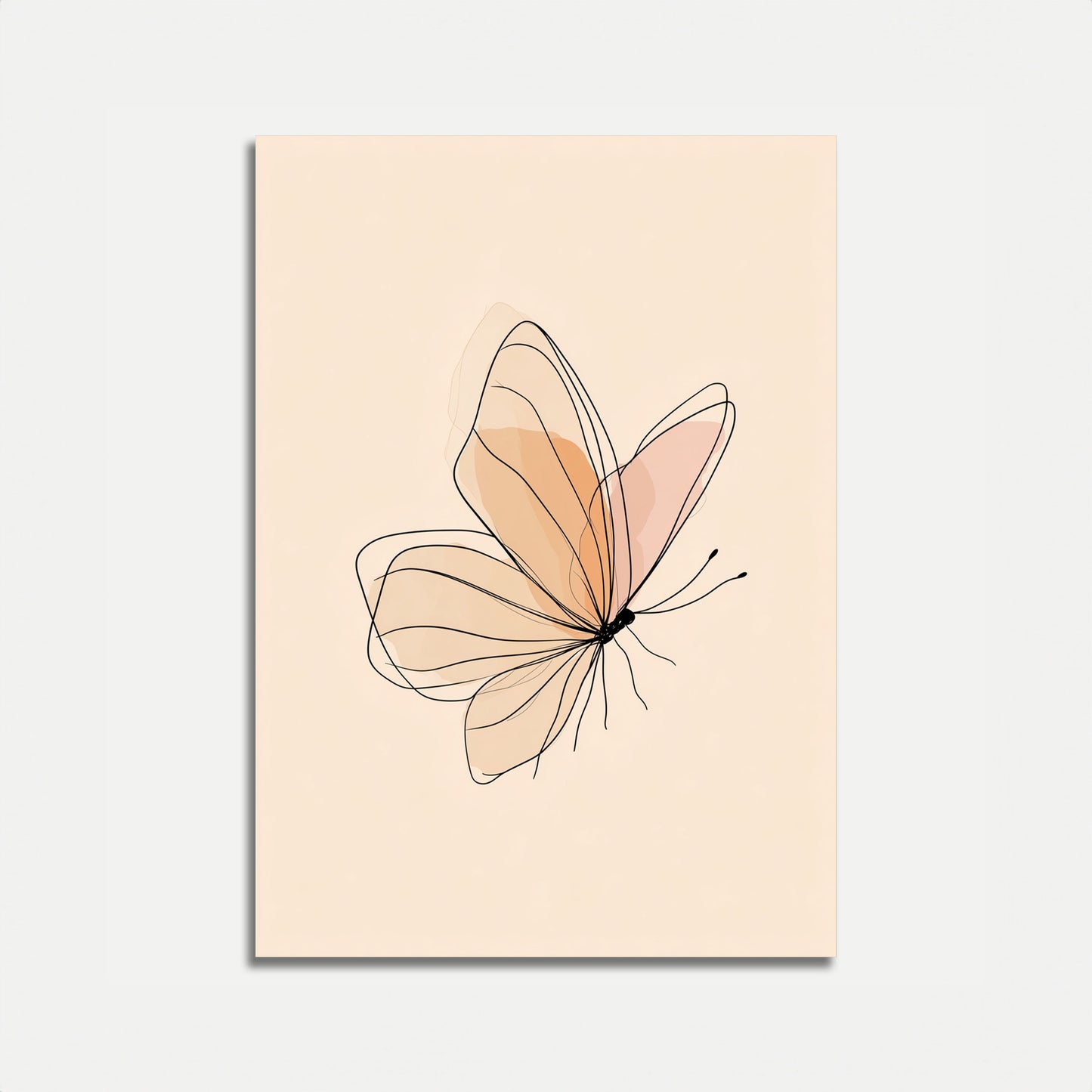Póster de arte lineal de mariposa delicada