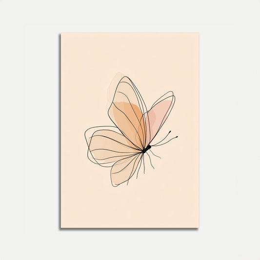 Zarte Schmetterlings-Linienkunst Poster