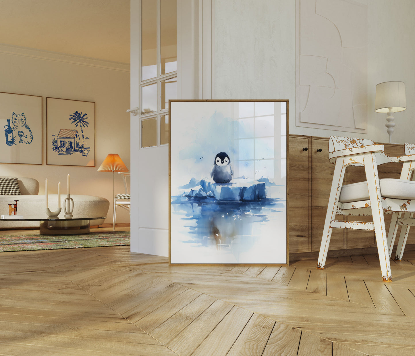 Lonely Penguin Ice Drift Poster