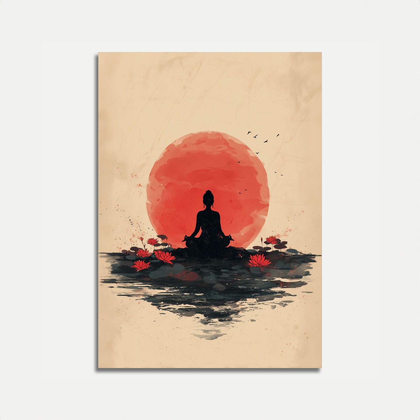 Poster Tramonto Meditazione Zen Loto