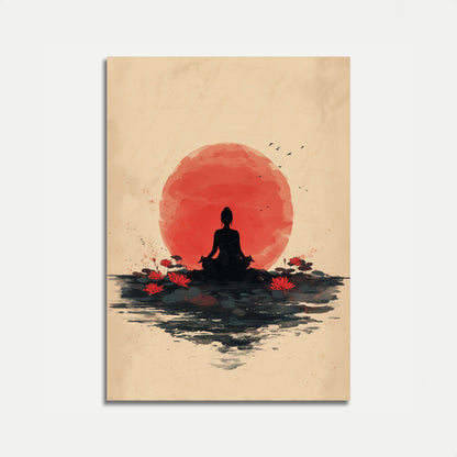 Poster Tramonto Meditazione Zen Loto