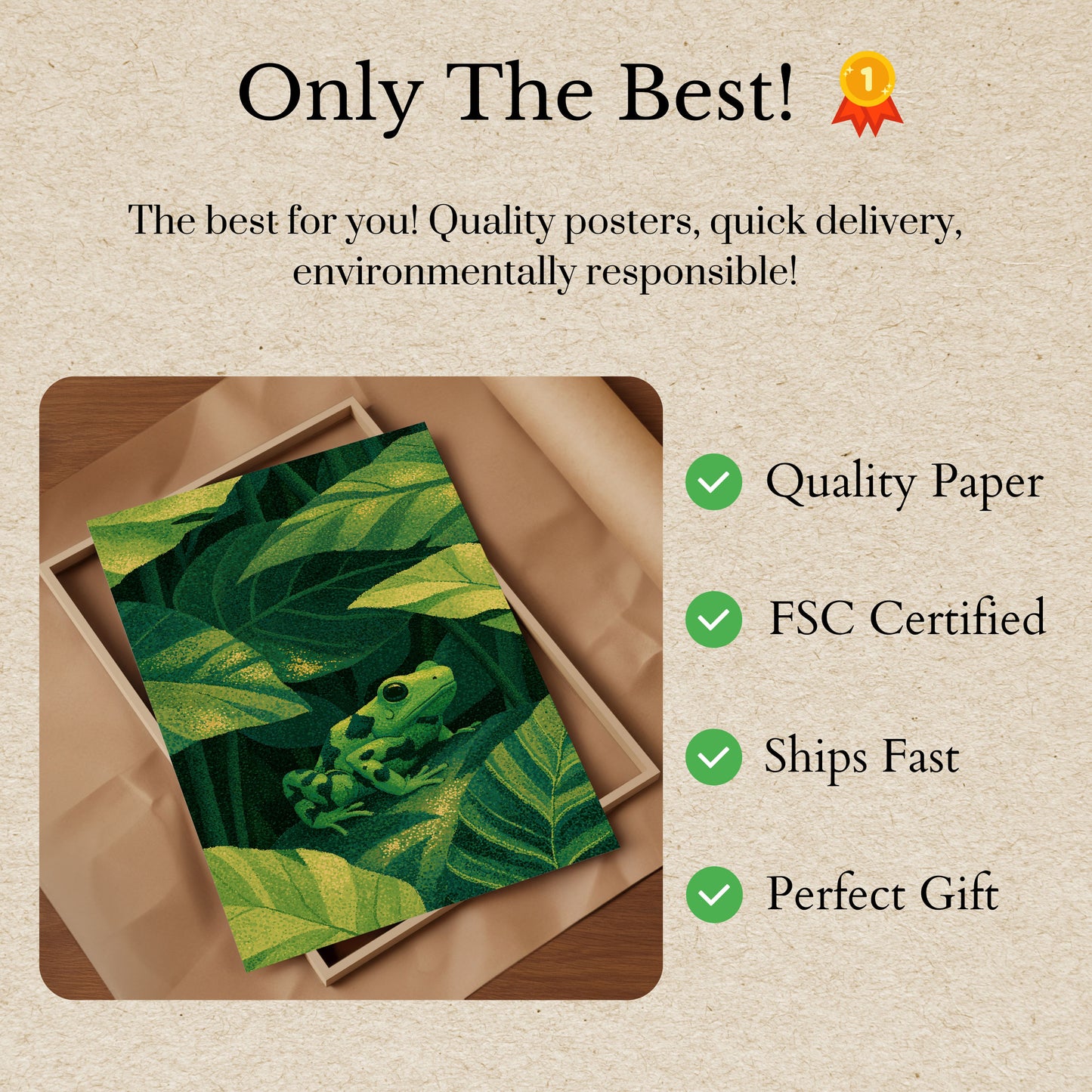 Green Tree Frog in Jungle Poster