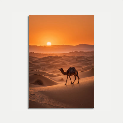 Desert Sunset Camel Journey Poster