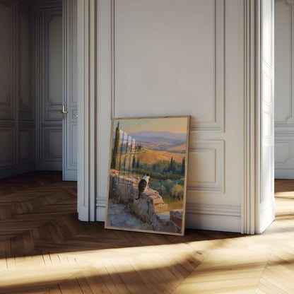 Toskana-Landschaft-Katzen-Plakat