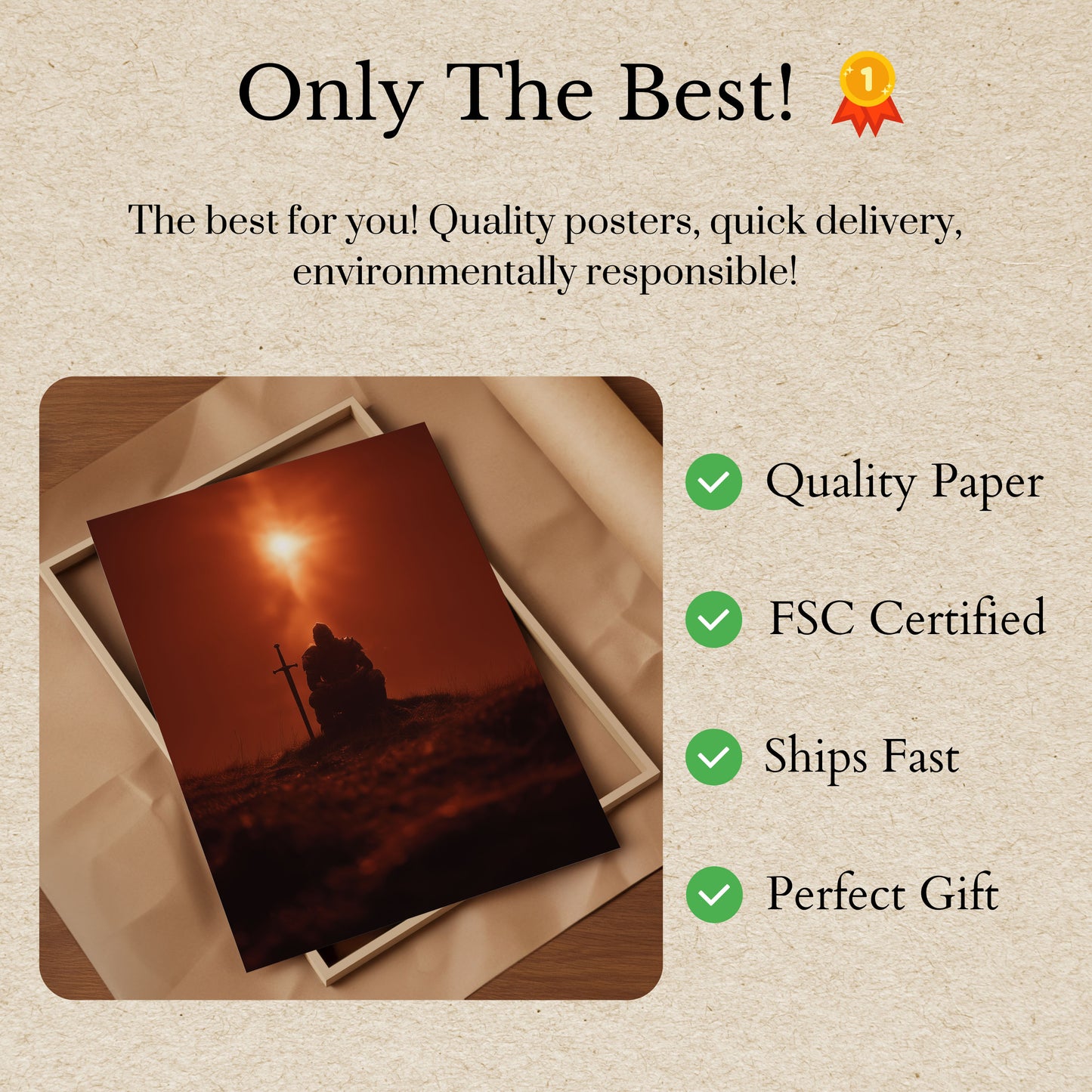 Guerrero Caballero Medieval Atardecer Poster