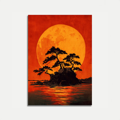 Plakat Bonsai Drzewo Zachód Słońca
