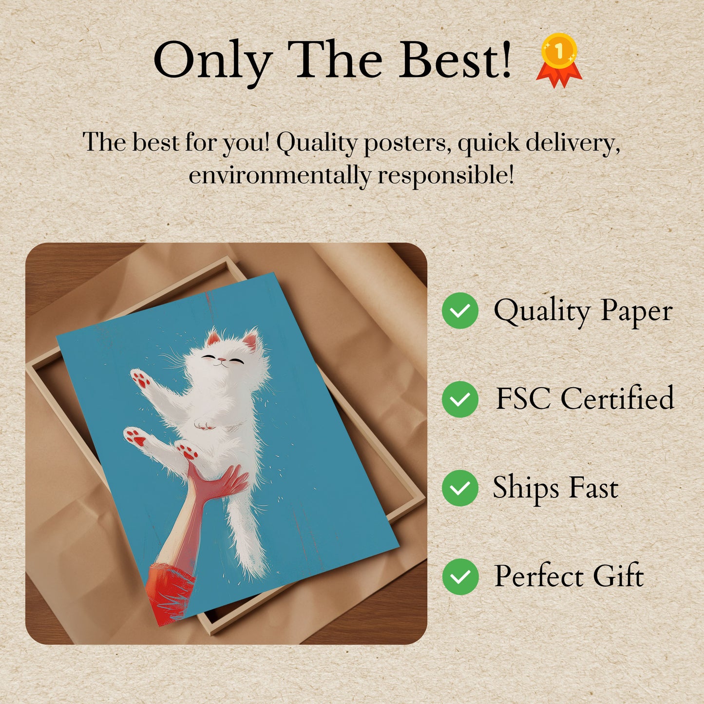 Fluffy Floating Feline Poster