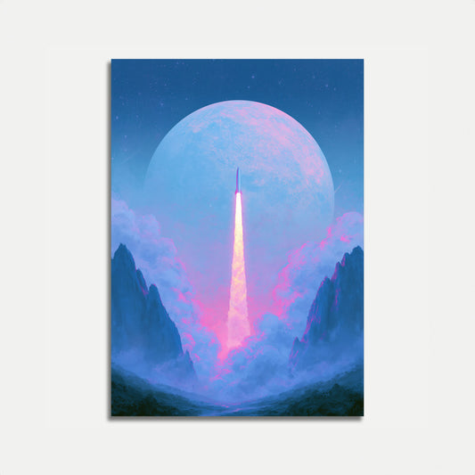 Rocket Launch to the Moon Poster