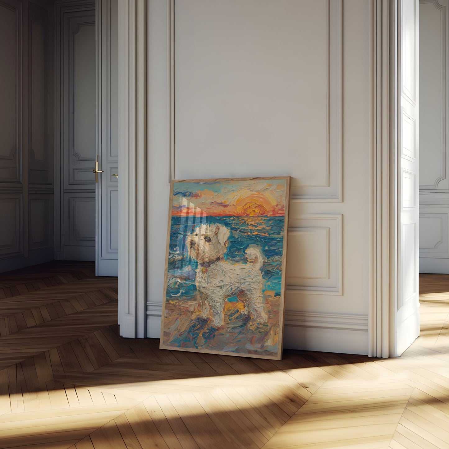 Sunset Puppy Beach Adventure Poster