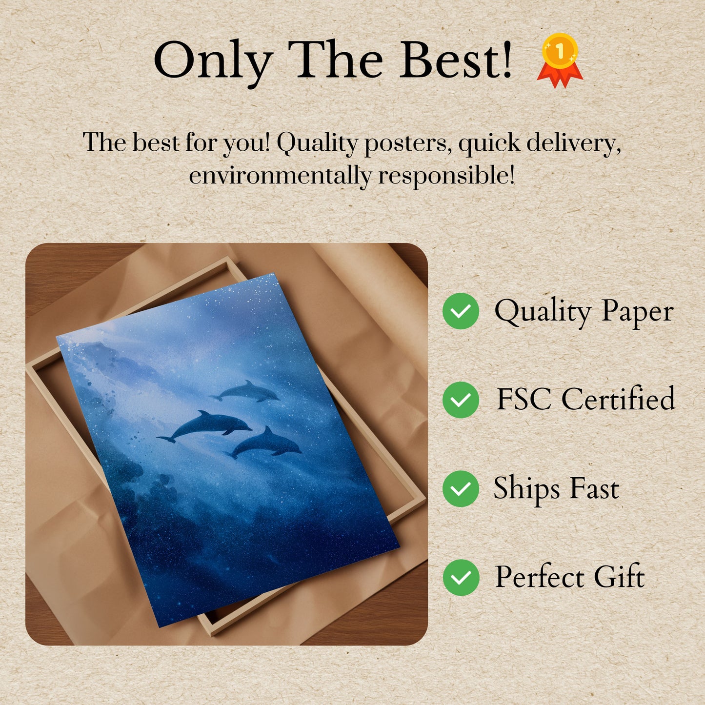 Dolphins in Cosmic Underwater Poster