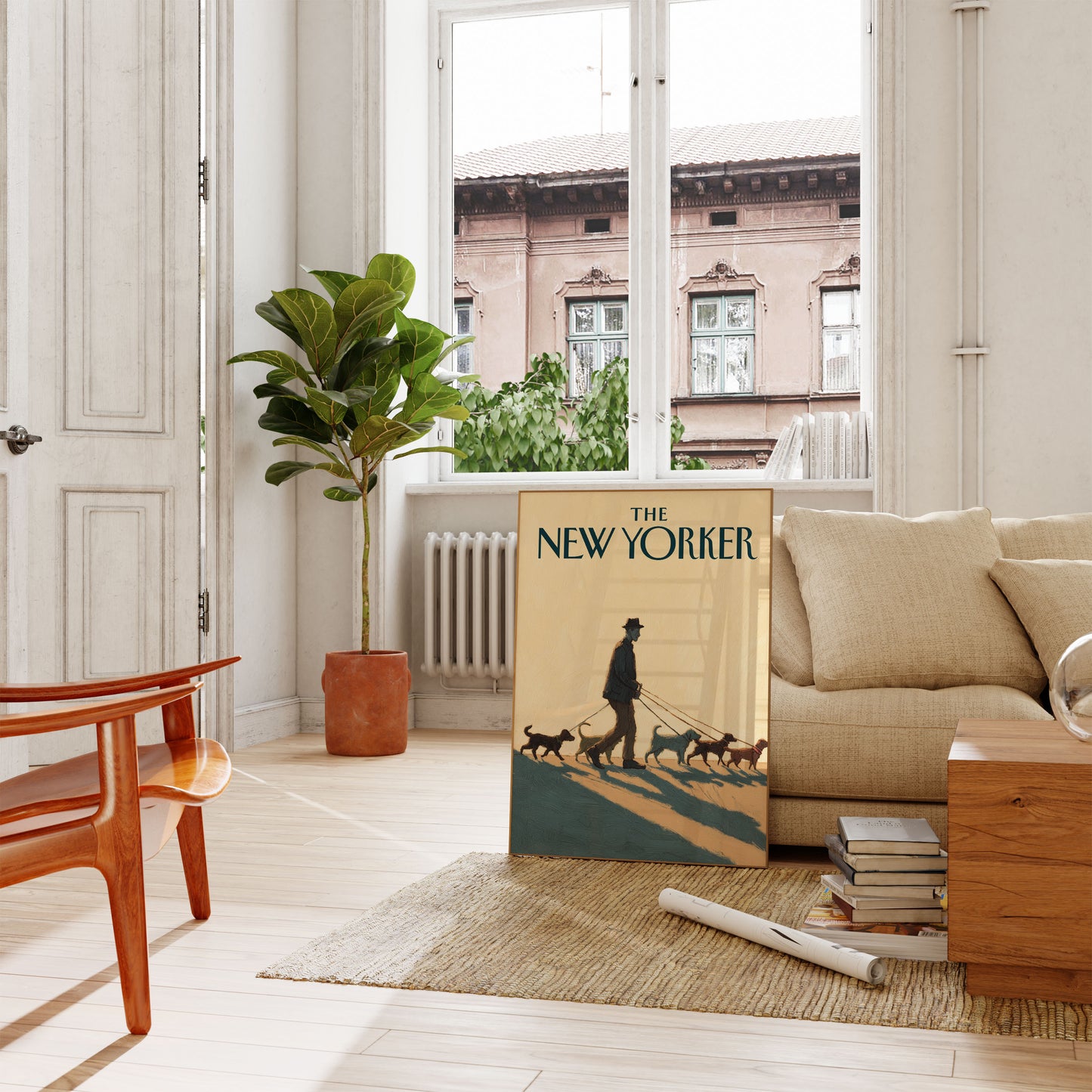 Dog Walker New York Sunset Poster