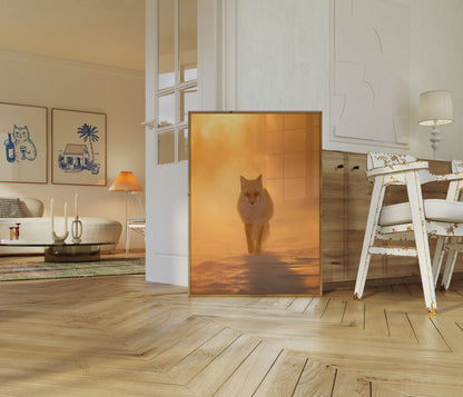 Arctic Fox in Golden Mist Poster